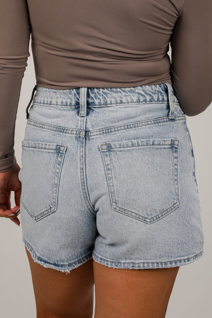 Becca Light Wash High-Rise Denim Shorts