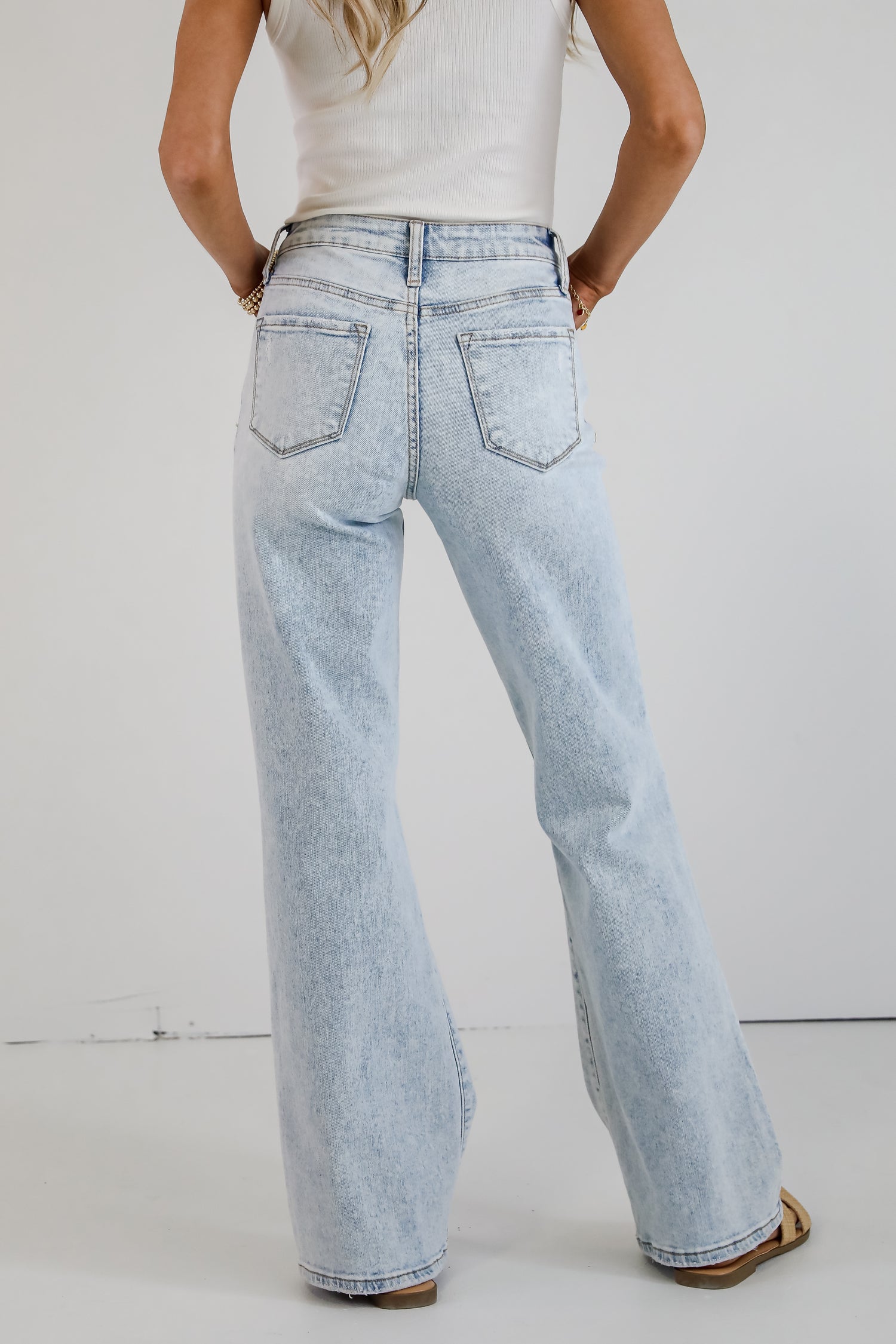 Blake Light Wash High-Rise Distressed Wide Leg Jeans