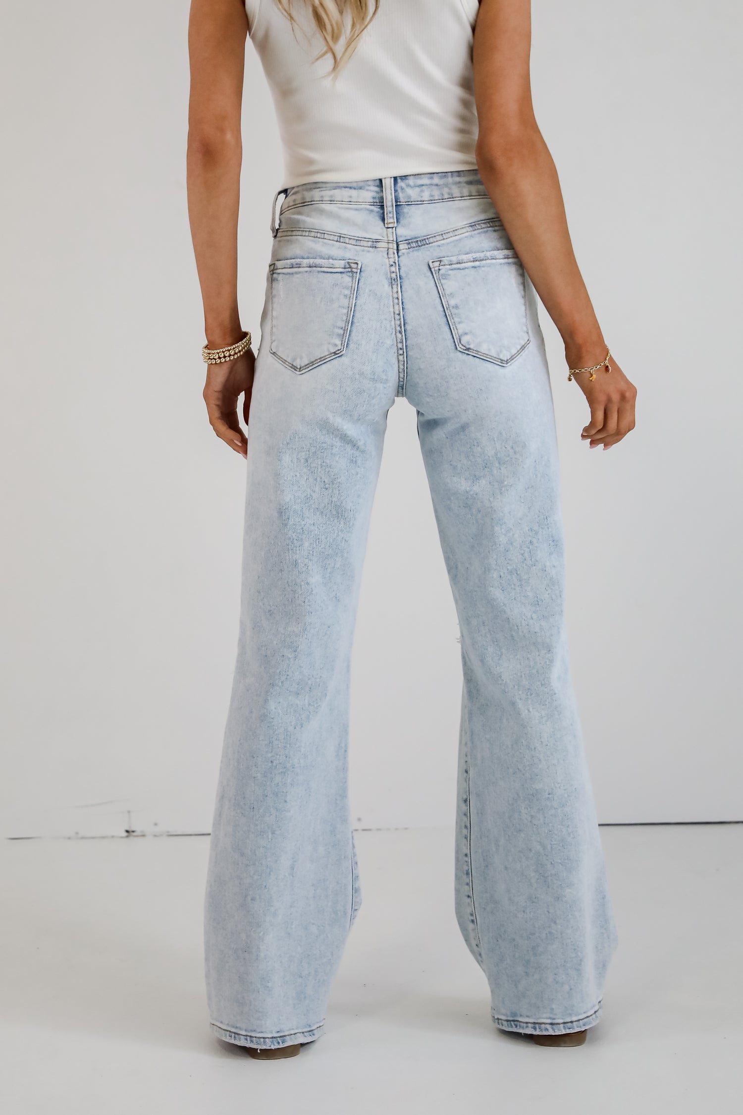 Blake Light Wash High-Rise Distressed Wide Leg Jeans