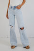 Blake Light Wash High-Rise Distressed Wide Leg Jeans
