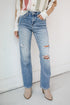 Kendall Light Wash High-Rise Distressed Dad Jeans