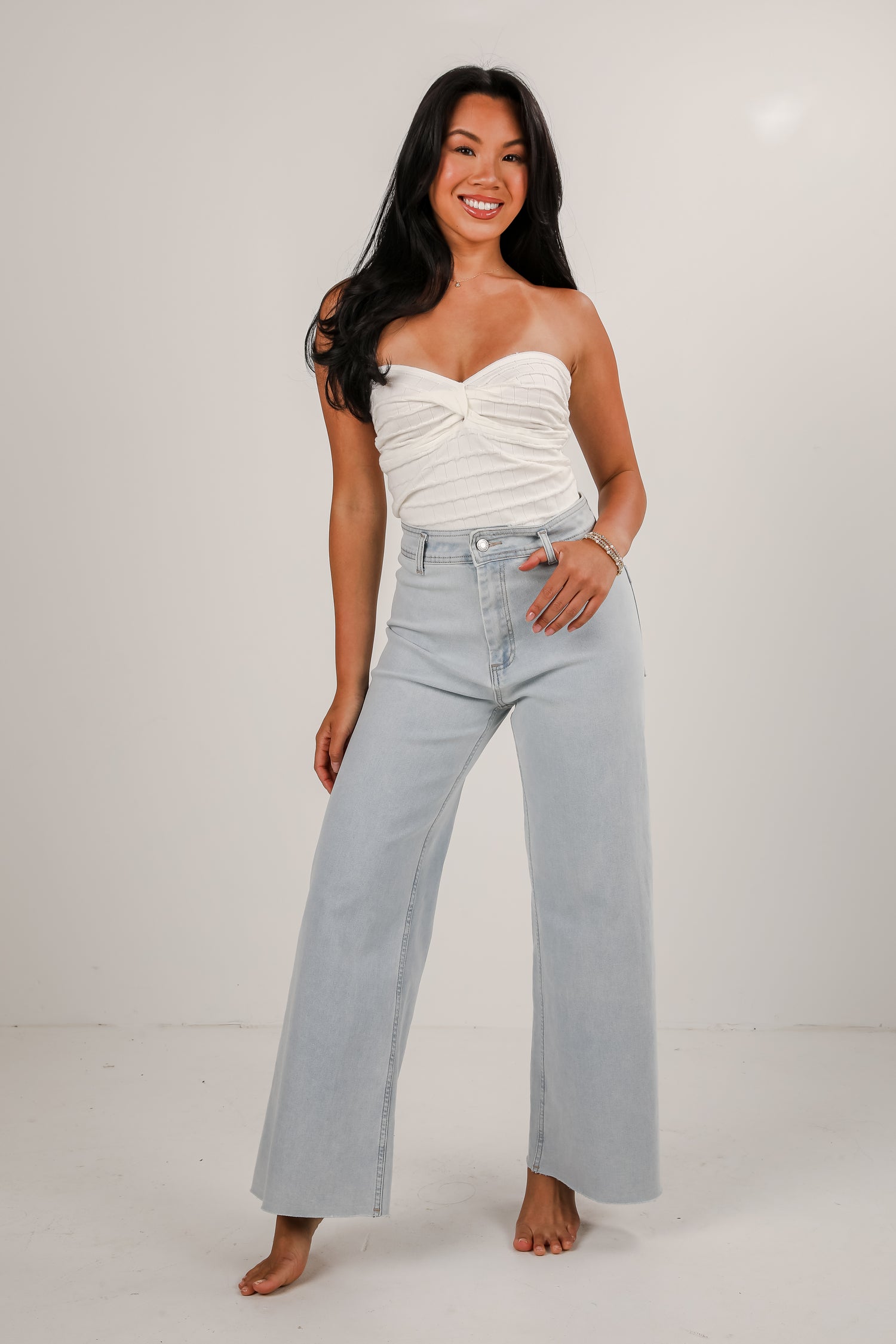 Lexi Light Wash High-Rise Wide Leg Jeans