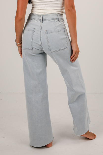 Lexi Light Wash High-Rise Wide Leg Jeans