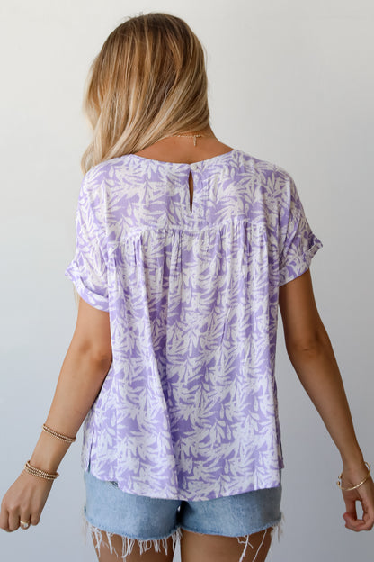 Positively Adorable Lavender Tropical Print Blouse