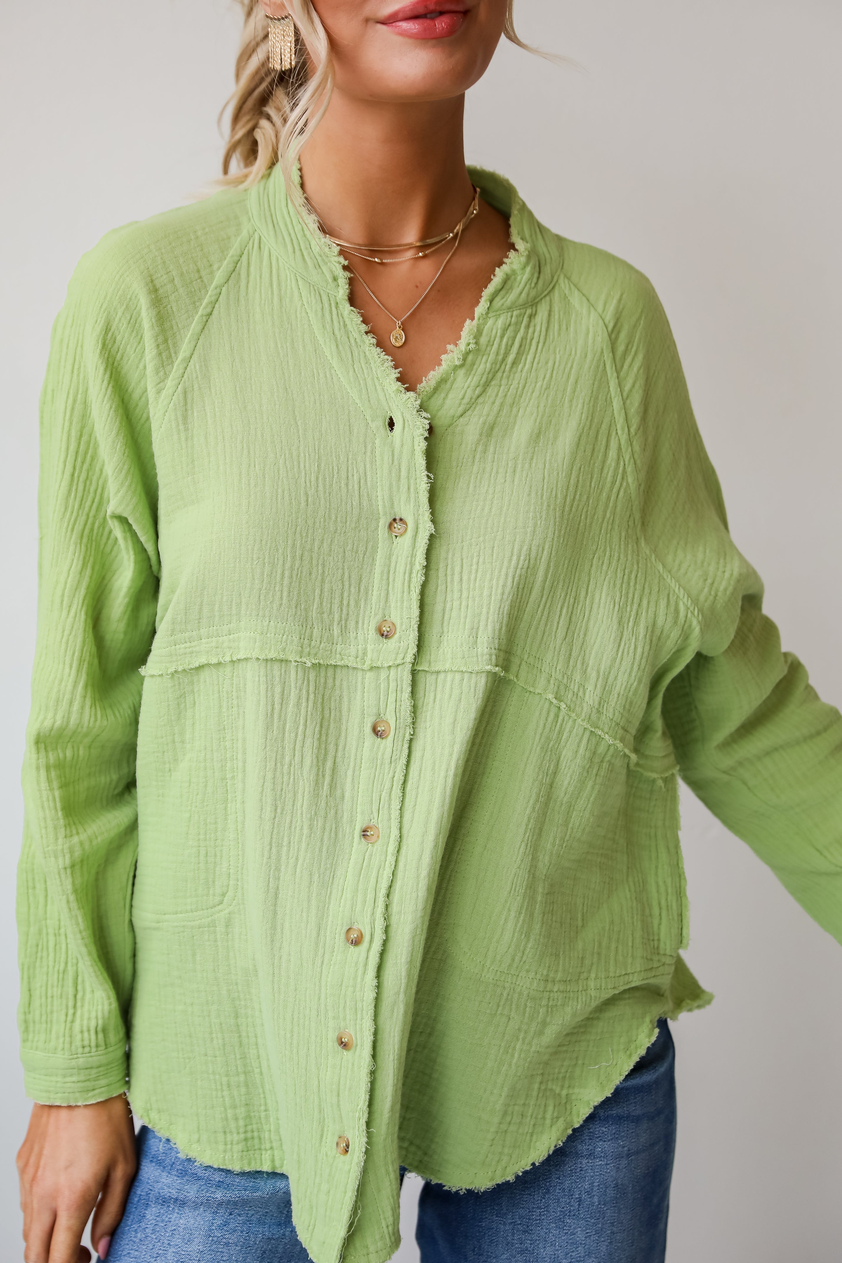 cute Lime Linen Blouse