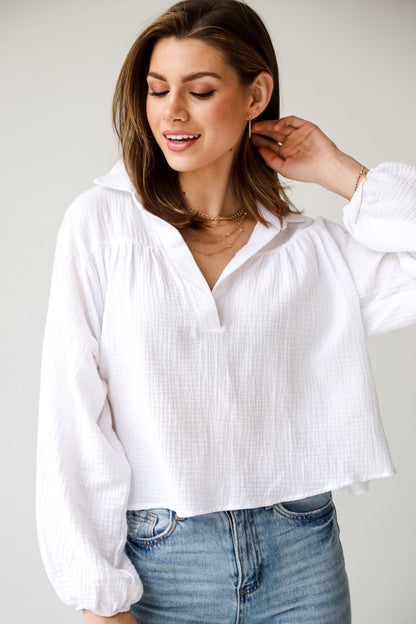 white Linen Blouse