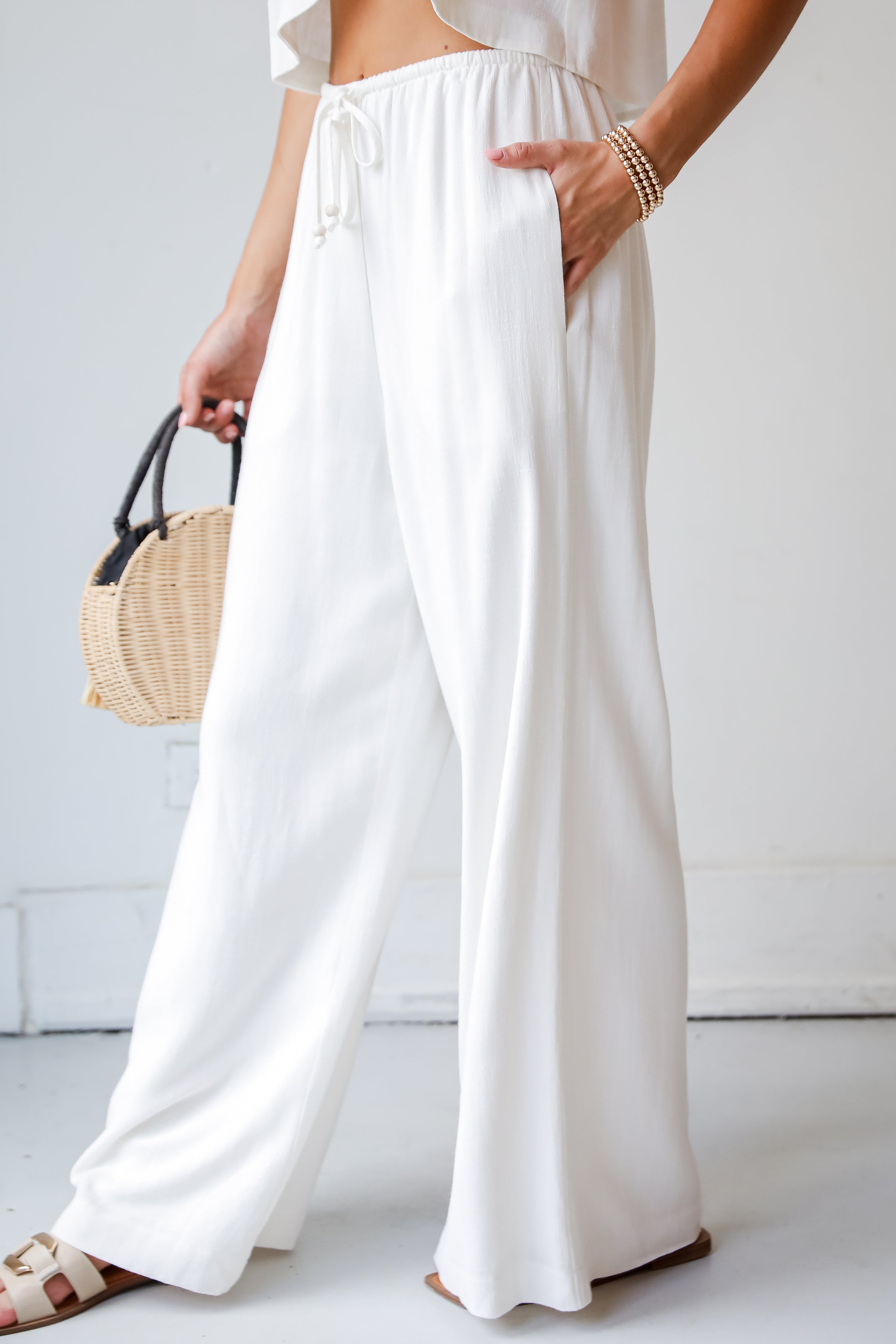 Confident Season Off White Linen Pants