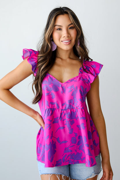 Fancy Sweetness Magenta Floral Babydoll Tank