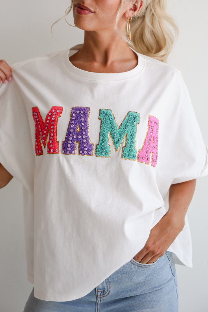 Mama Rhinestone Letter Tee