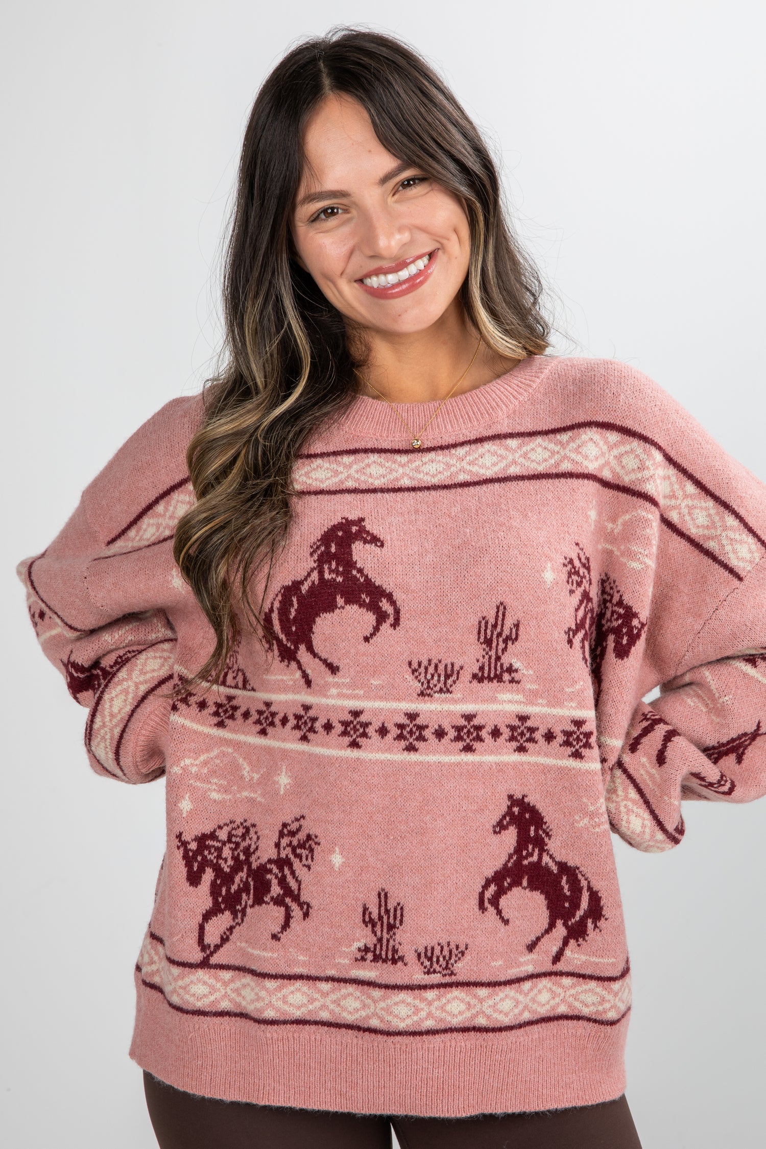 pink horse sweater