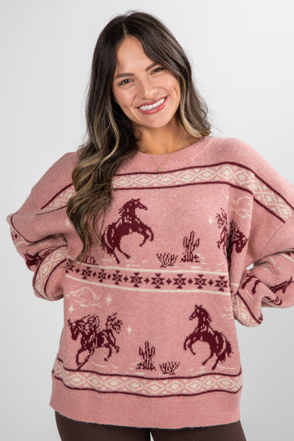 pink horse sweater