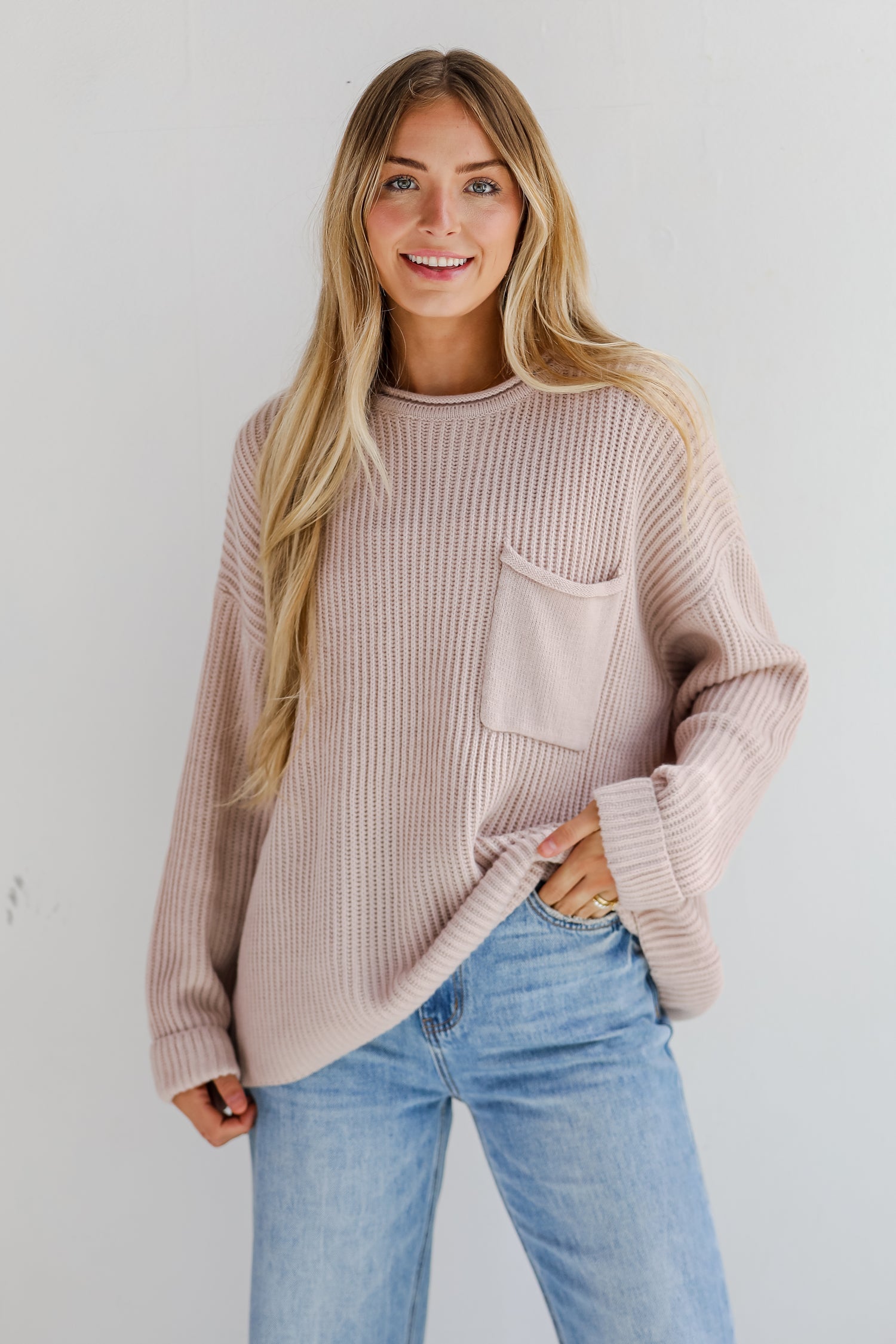 Fall Feelings Blush Oversized Sweater