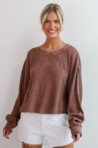 Dakota Chestnut Waffle Knit Top