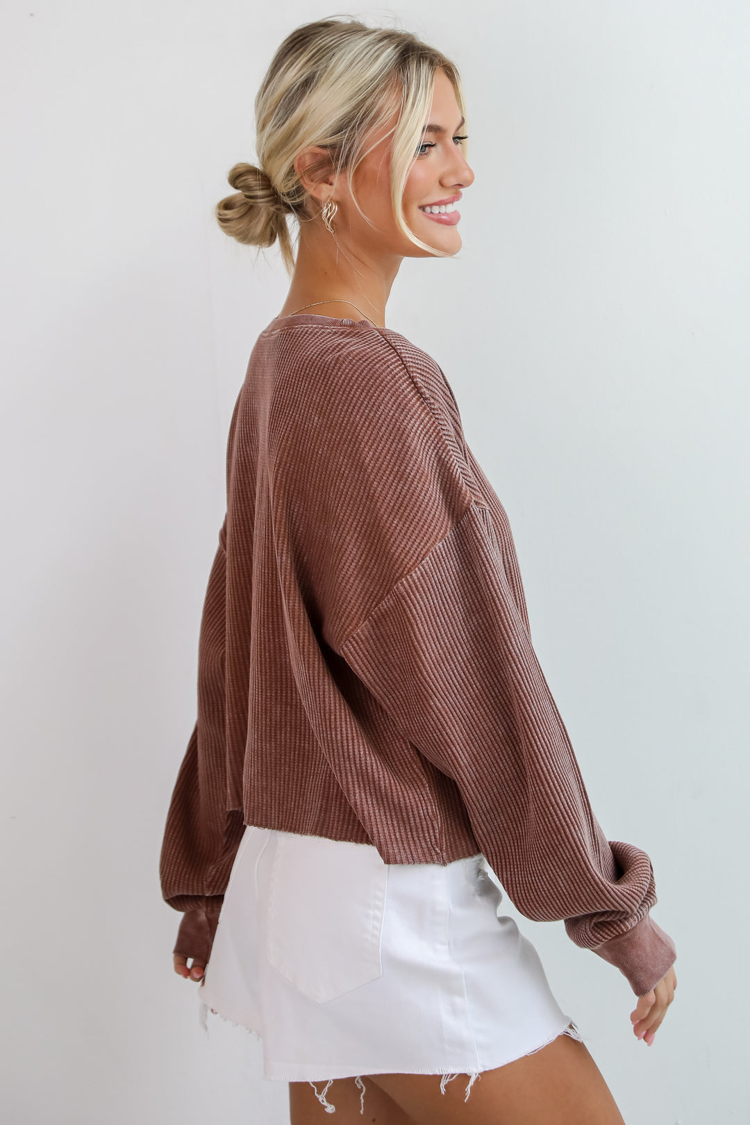 Dakota Chestnut Waffle Knit Top