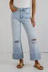 Demi Light Wash Super High-Rise Cuffed Baggy Wide Leg Jeans