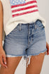 Mica Medium Wash High-Rise Bandless Boyfriend Denim Shorts
