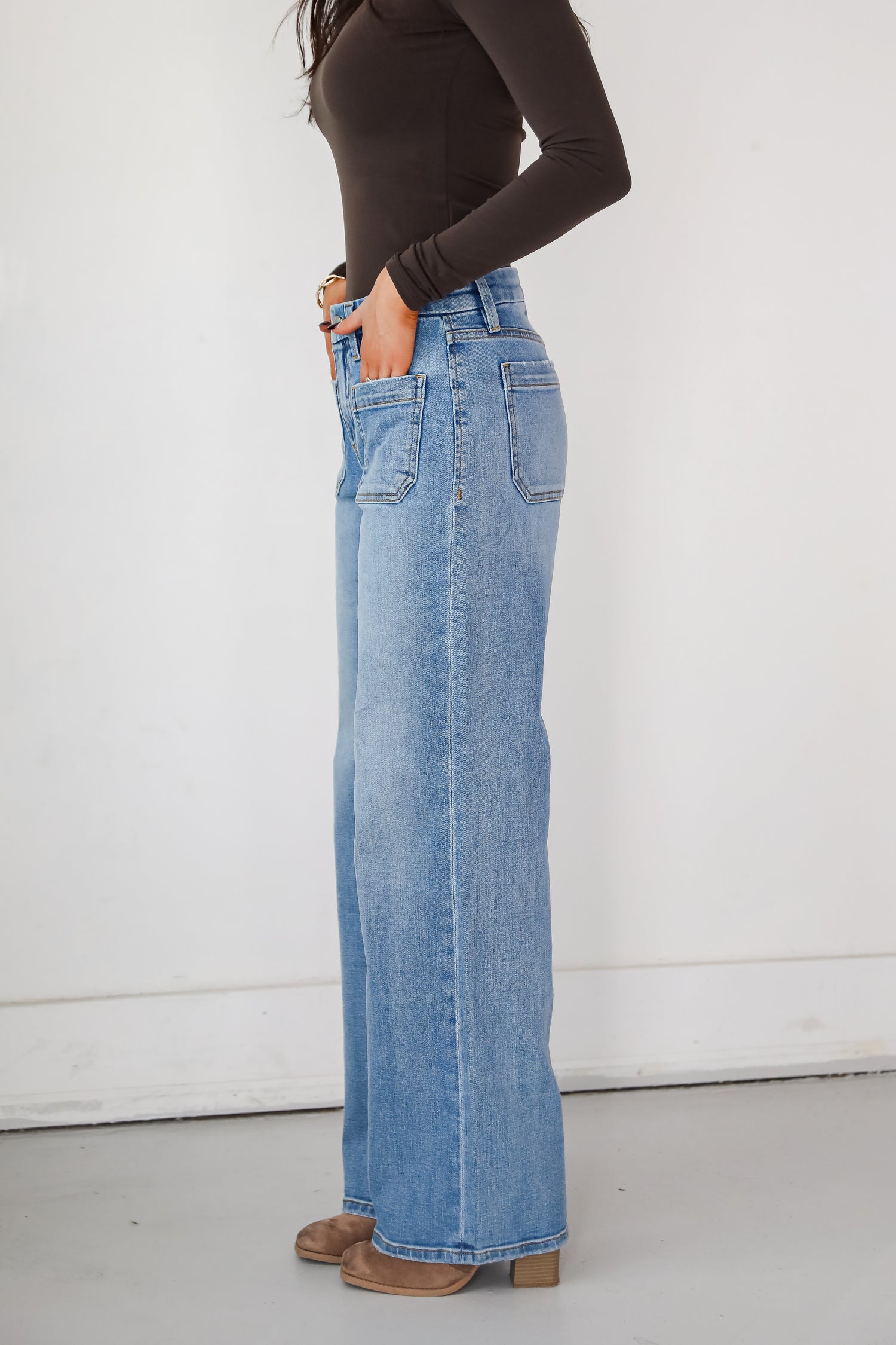 Eliana Medium Wash High-Rise Wide Leg Jeans