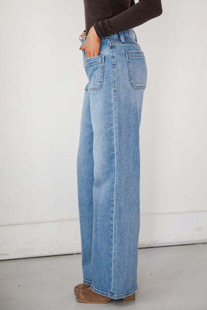 Eliana Medium Wash High-Rise Wide Leg Jeans