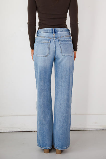 Eliana Medium Wash High-Rise Wide Leg Jeans