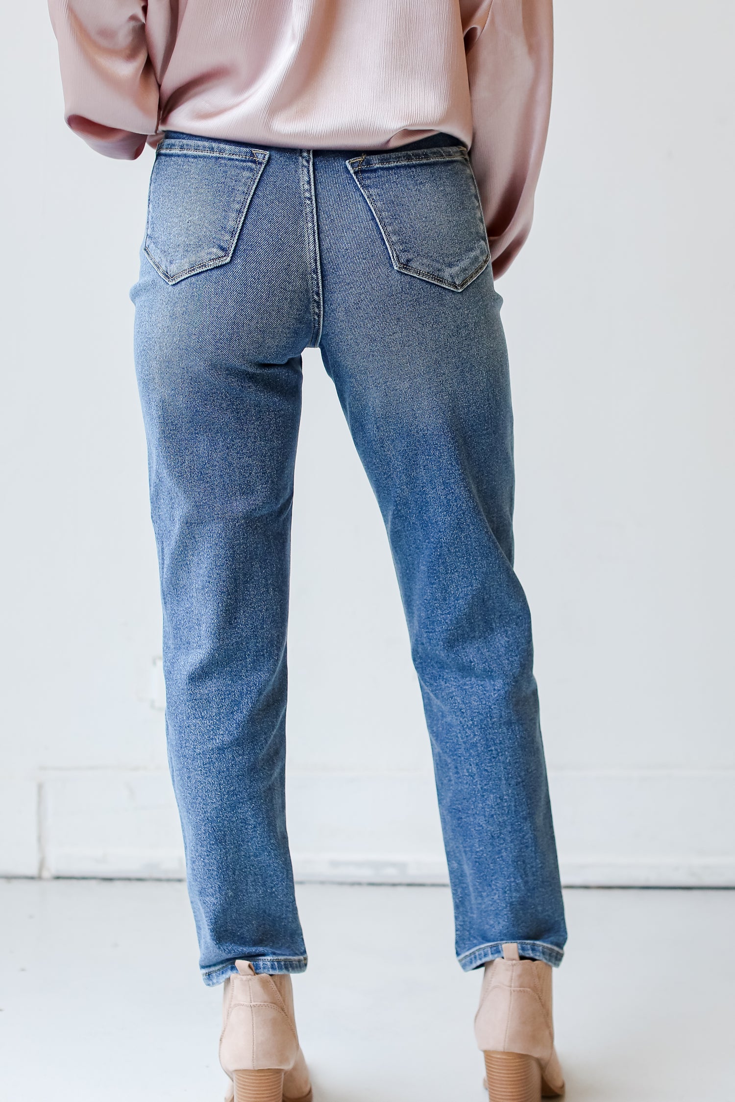 Medium Wash Mom Jeans back view