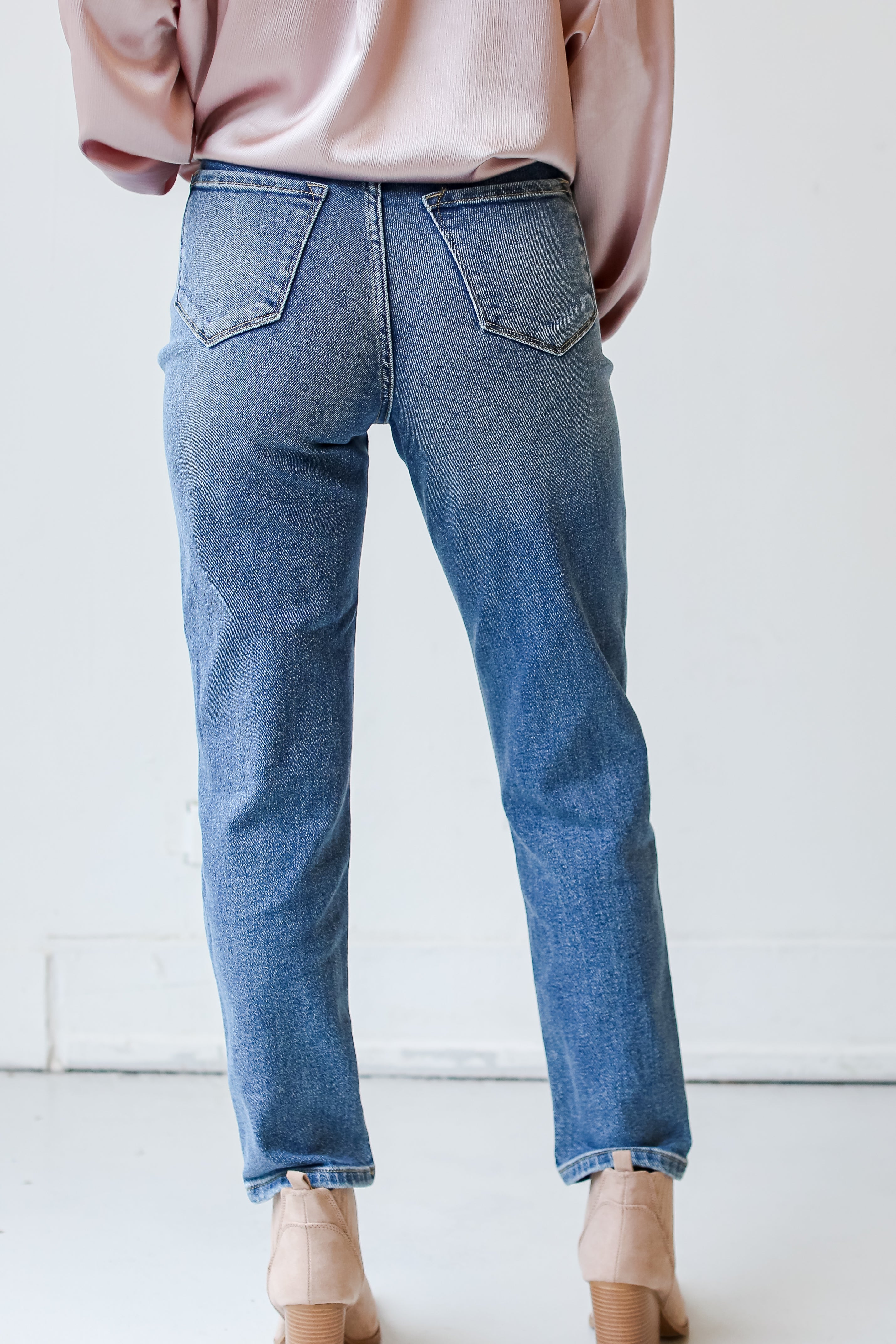 Medium Wash Mom Jeans back view