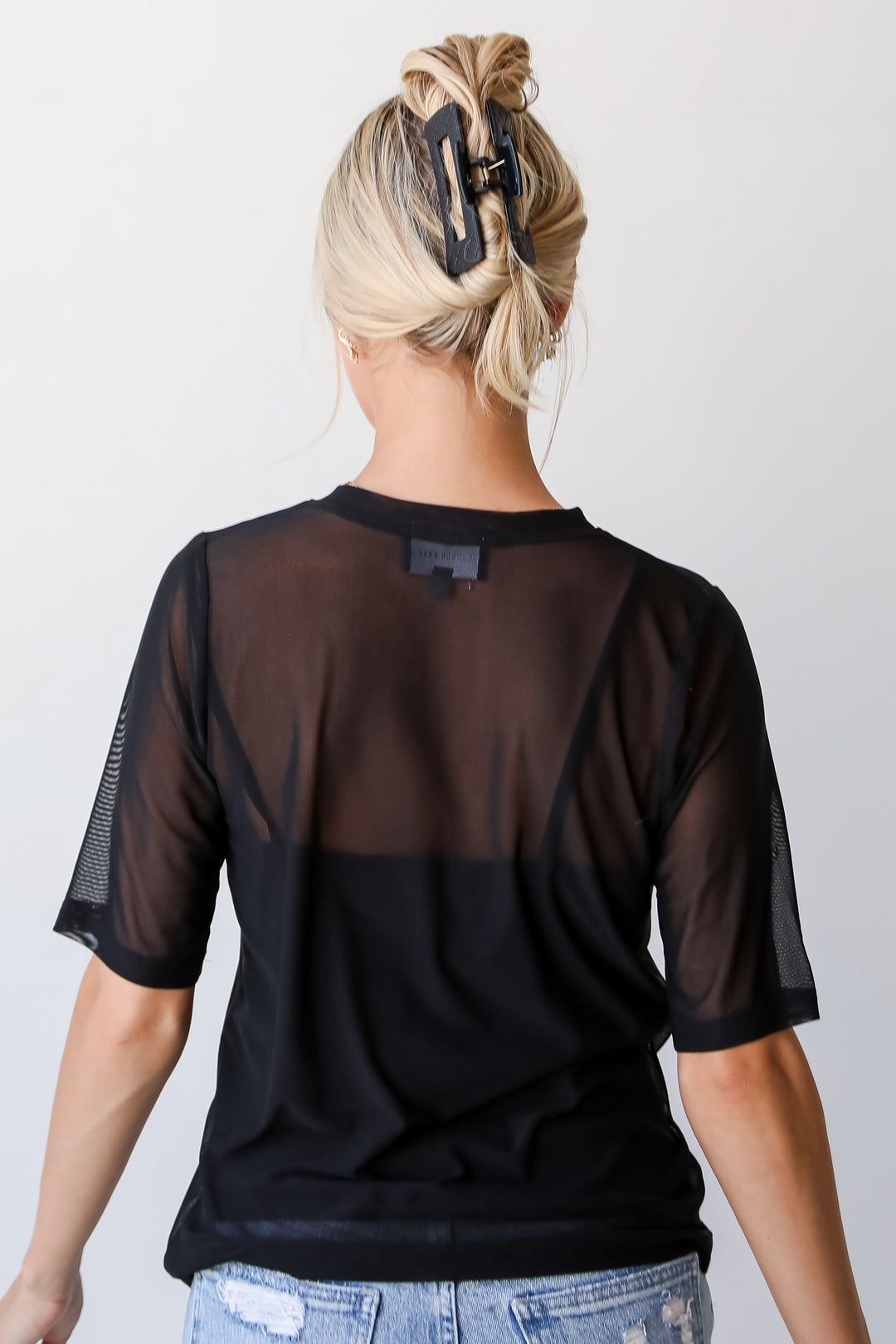 womens black Mesh Top