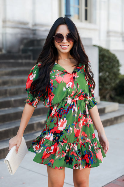 green Mini Dress on model