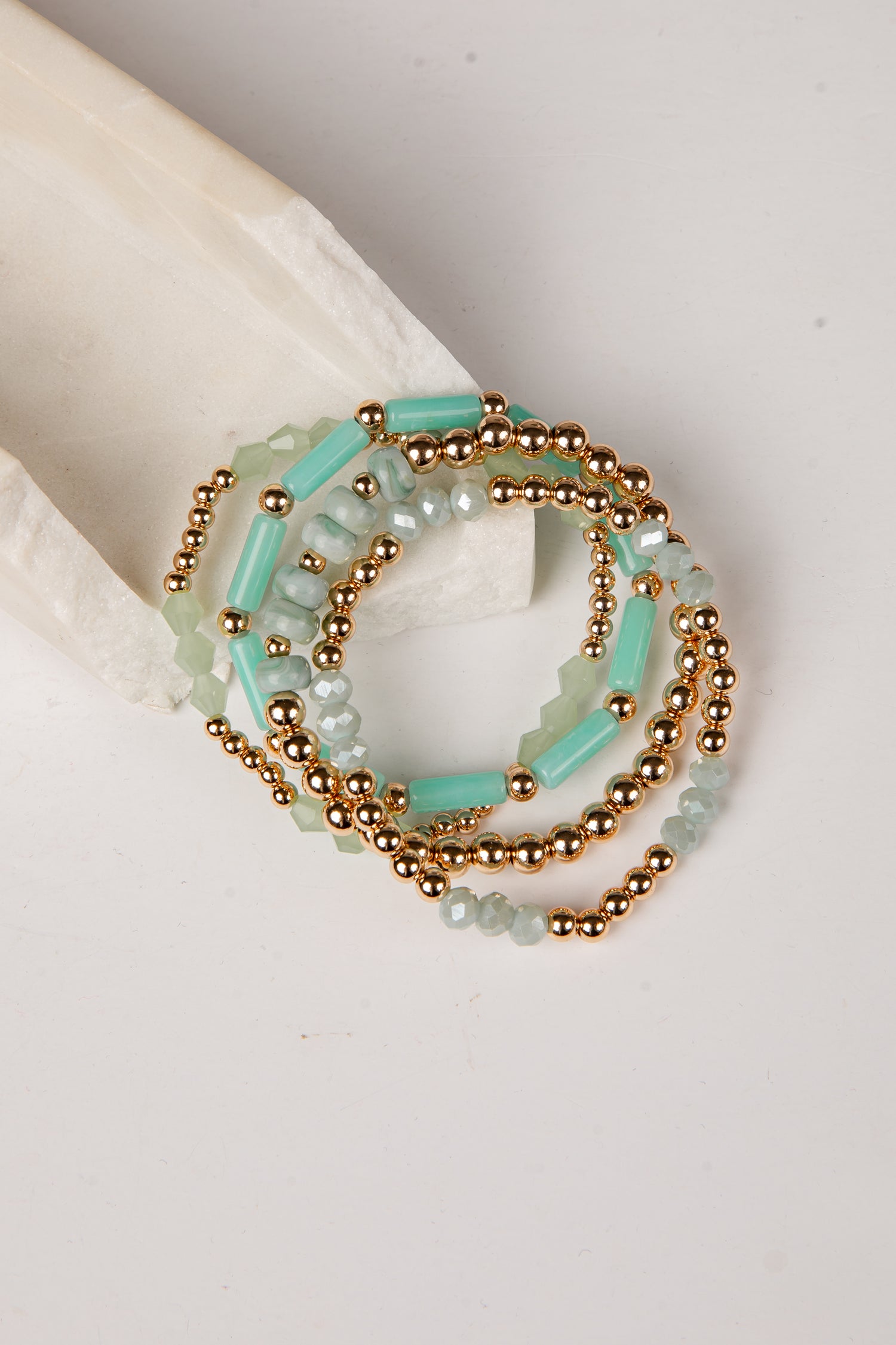 Phoebe Mint Beaded Bracelet Set