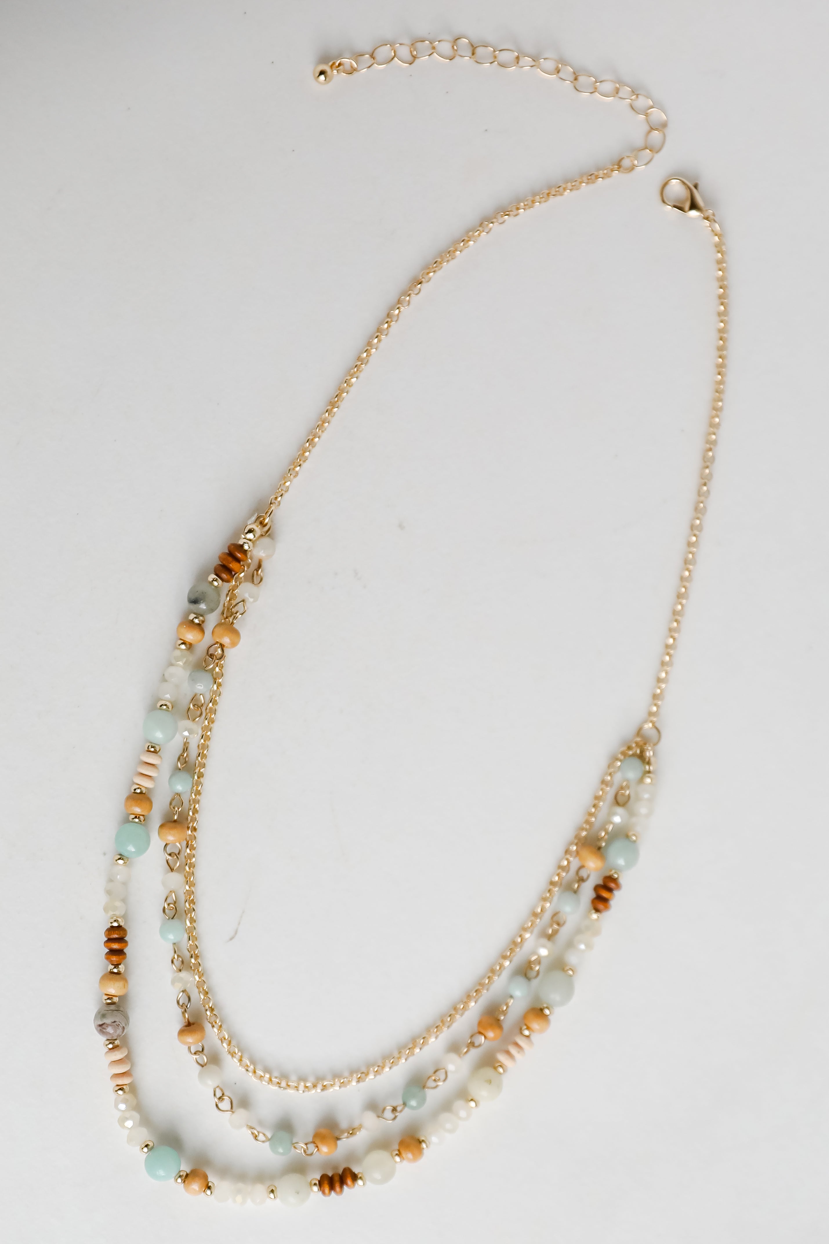 Eloise Mint Beaded Layered Necklace