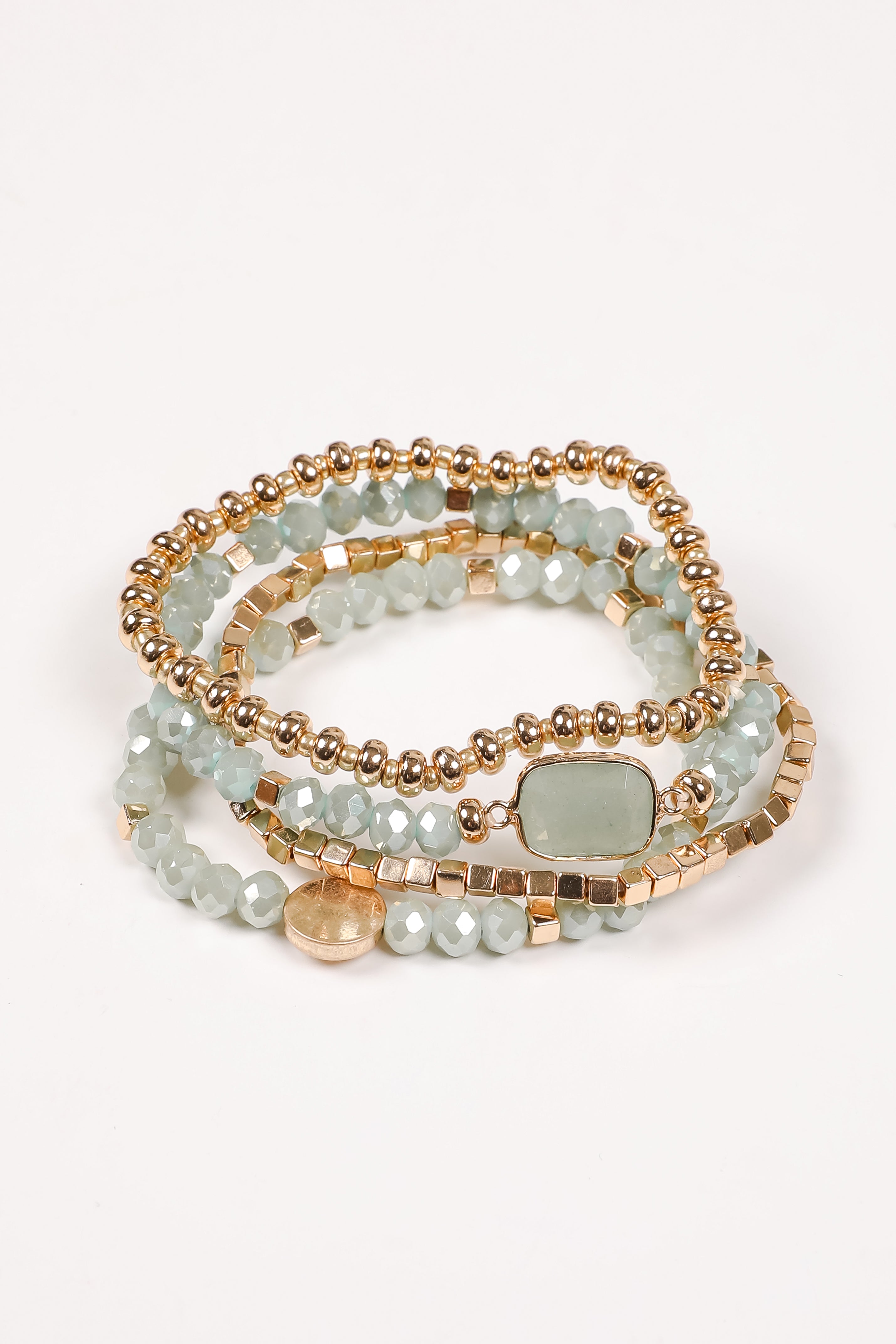 Emily Mint Beaded Bracelet Set
