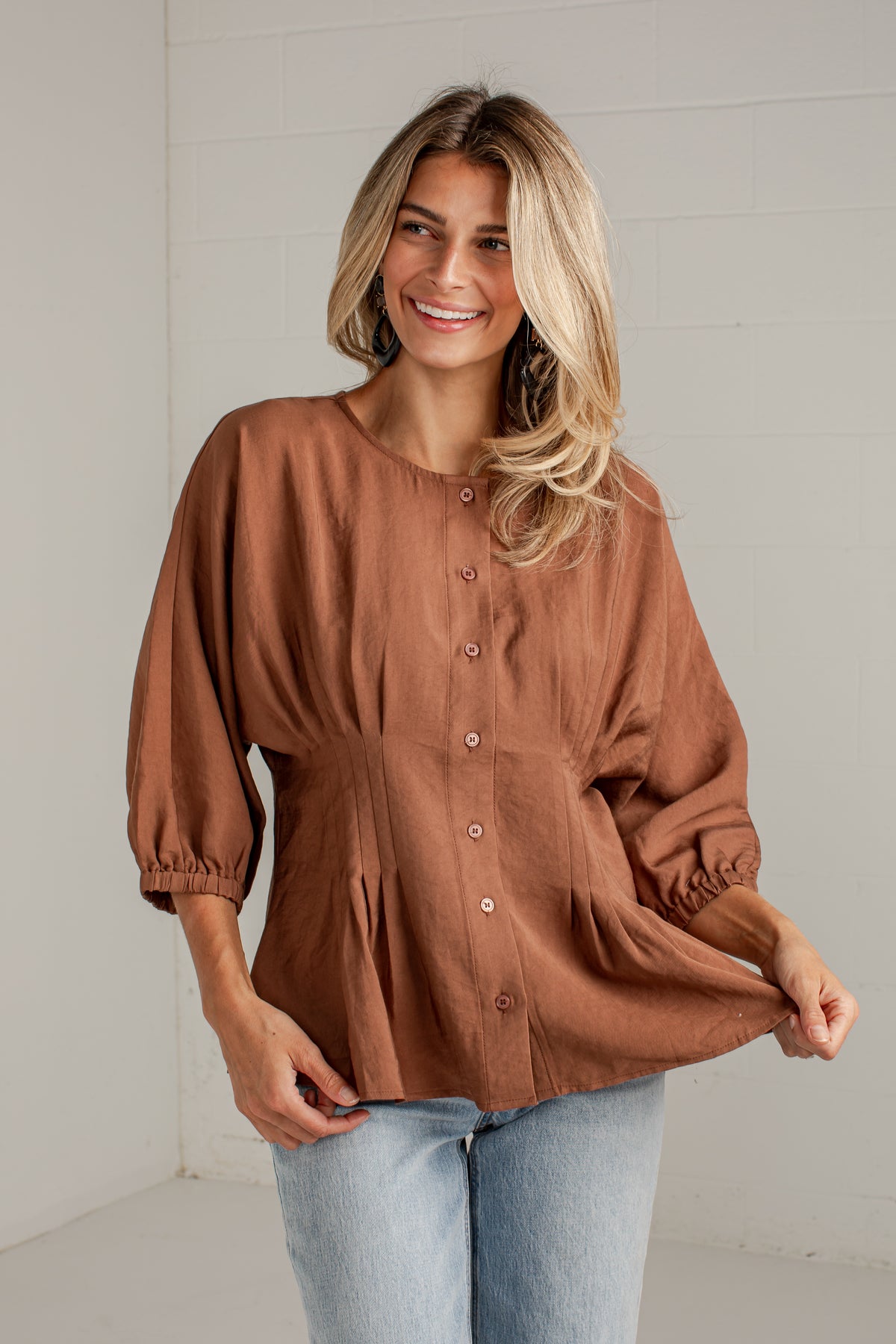 Chic Impression Peplum Button-Front Blouse