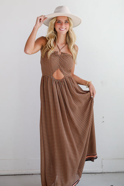 Exceptional Fate Mocha Maxi Dress