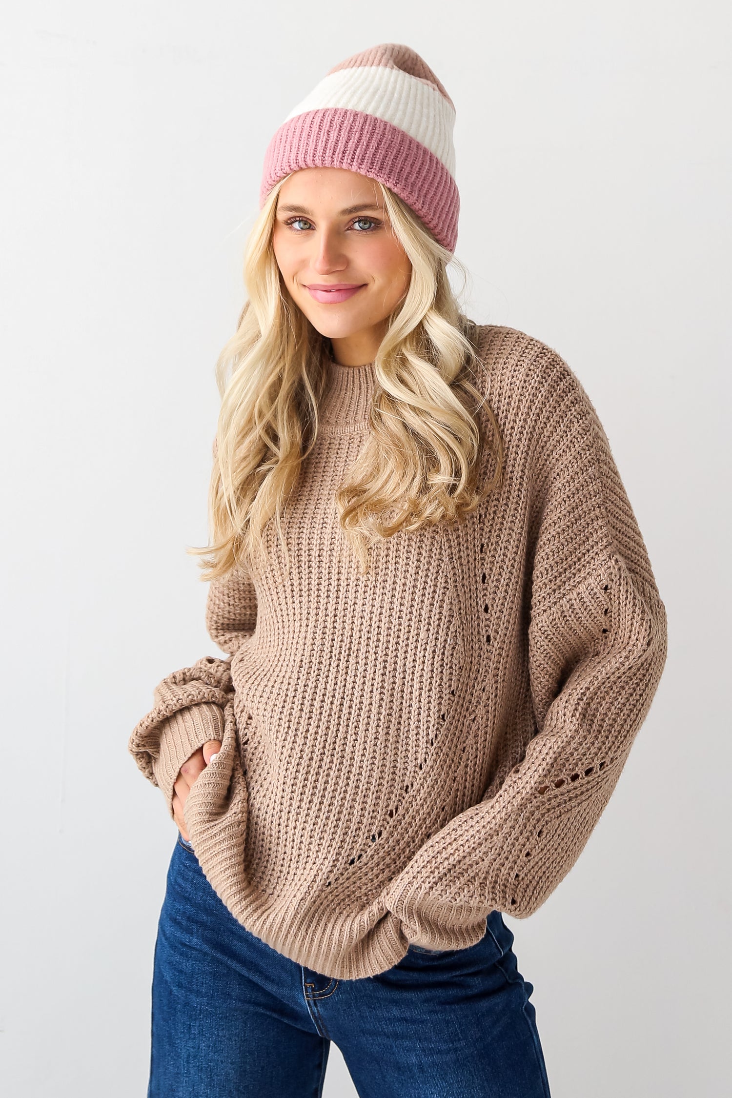 Mocha Oversized Sweater front view