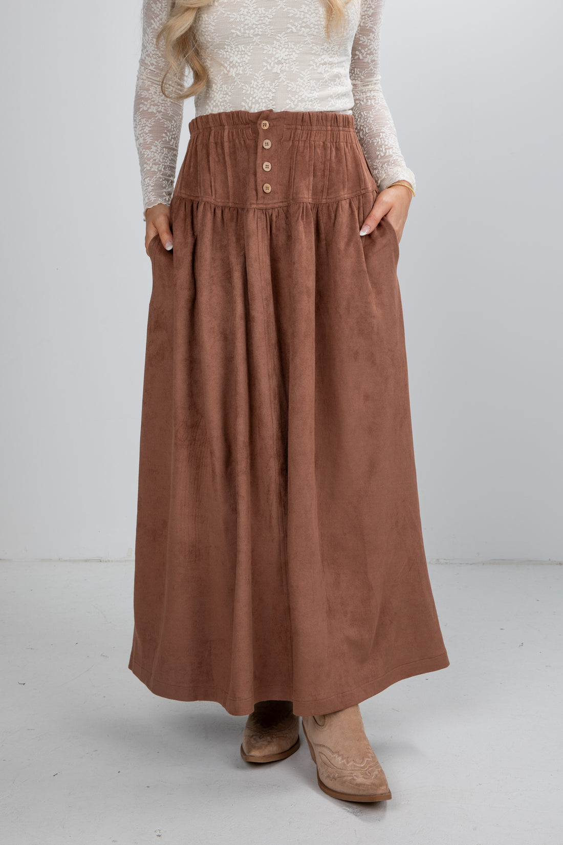 brown suede skirt