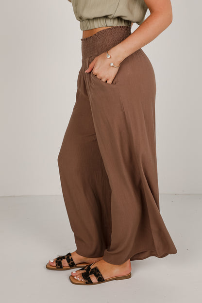Promises Kept Mocha Wide Leg Pants