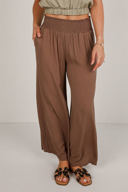 Promises Kept Mocha Wide Leg Pants