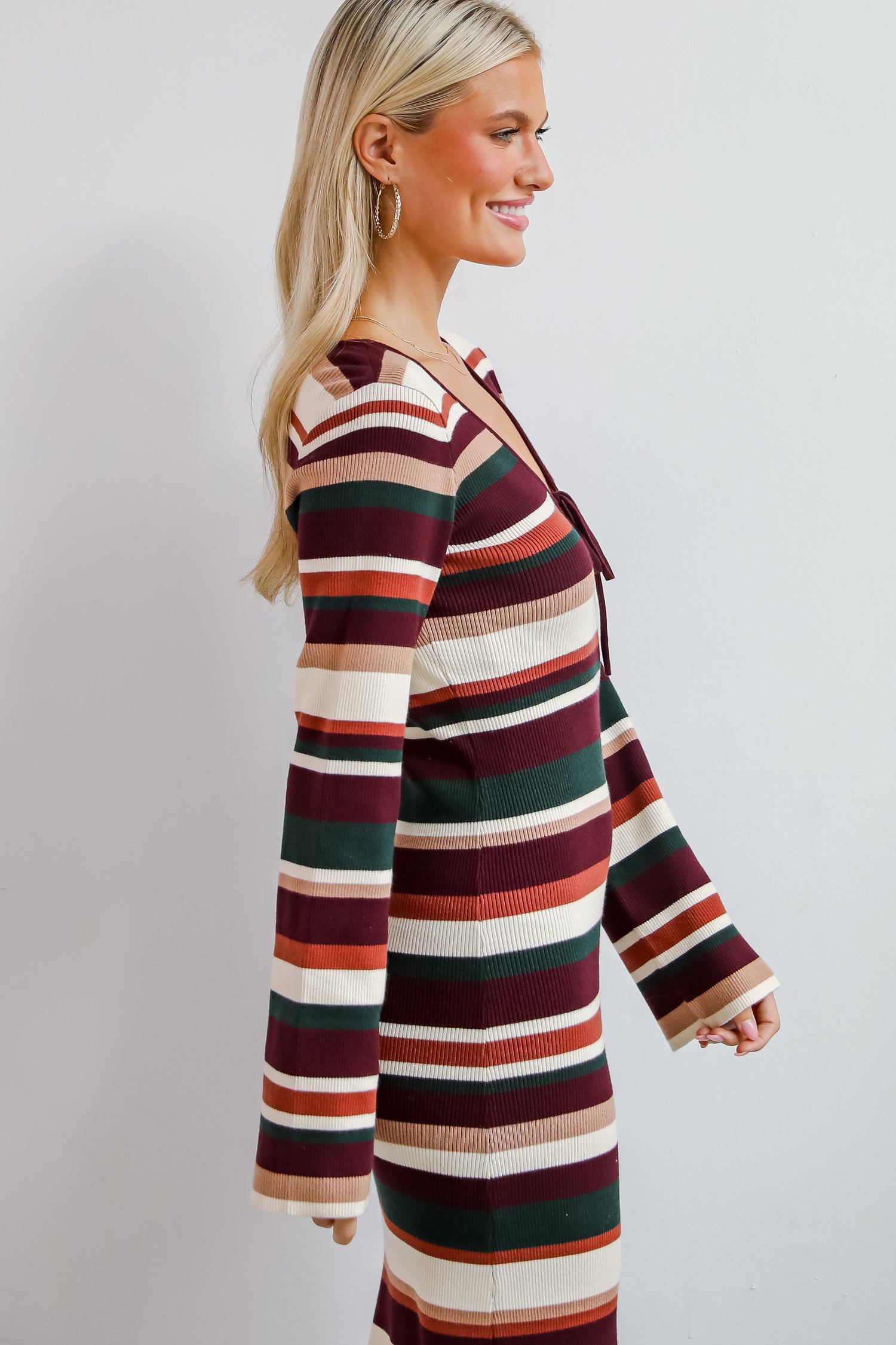 Comforting Cuteness Multi Striped Knit Maxi Dress