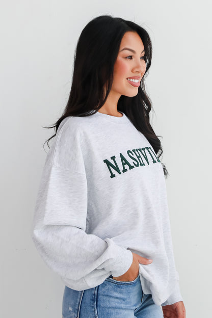 Heather Grey Nashville Embroidered Sweatshirt