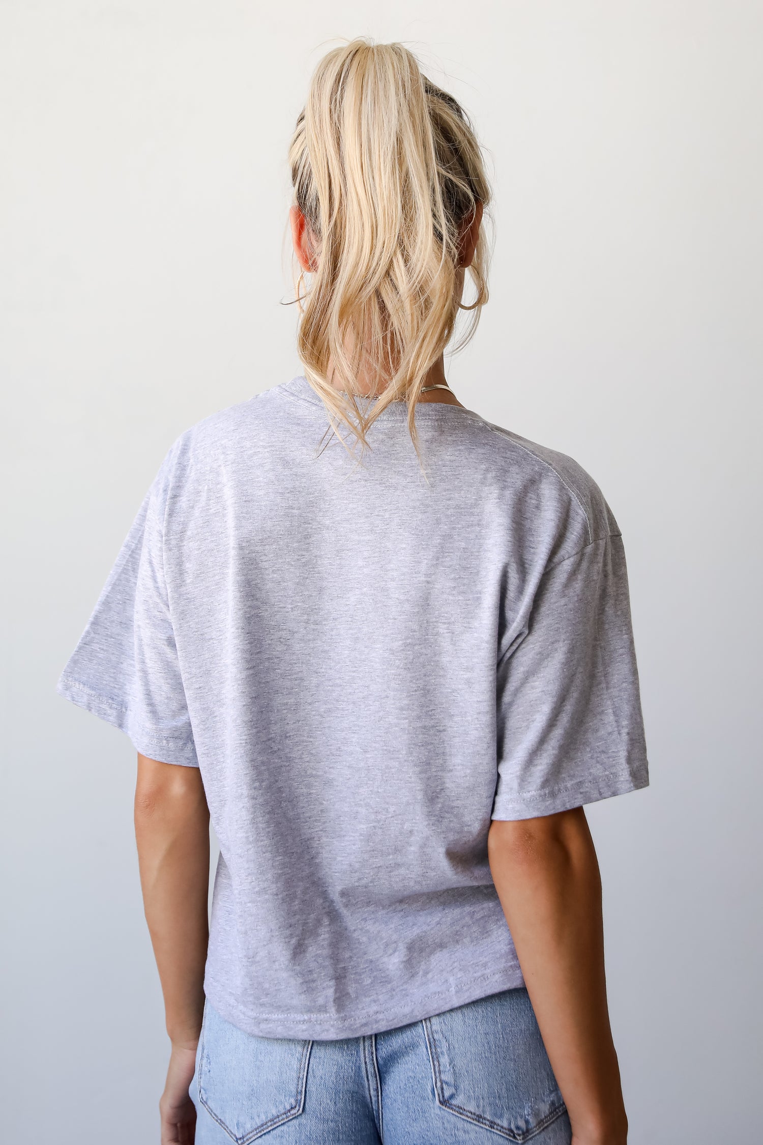 Heather Grey Nashville Cropped Block Letter Tee