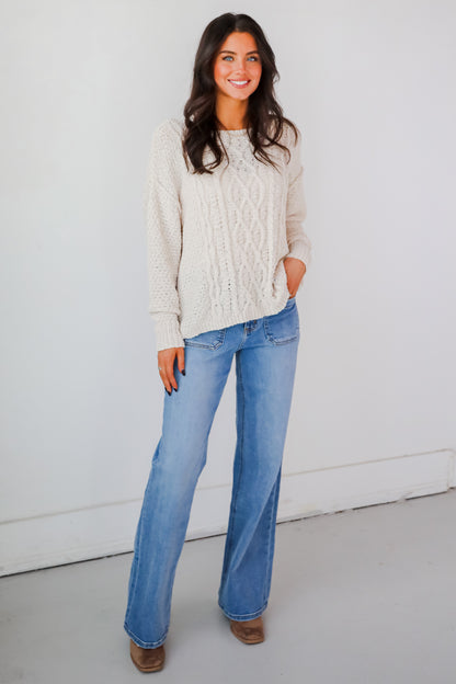 Modern Comfort Natural Cable Knit Sweater