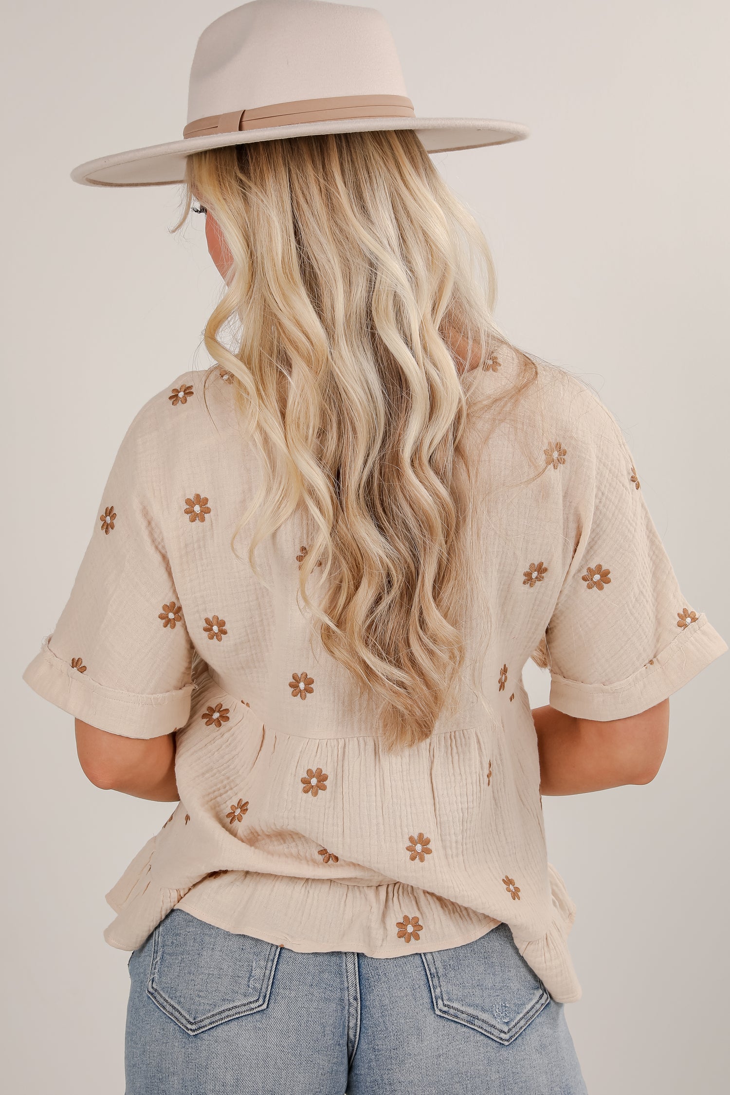 Plenty Of Love Natural Floral Linen Blouse