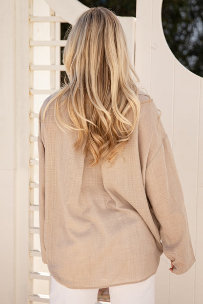 FINAL SALE - Natural Breeze Oversized Button-Up Blouse
