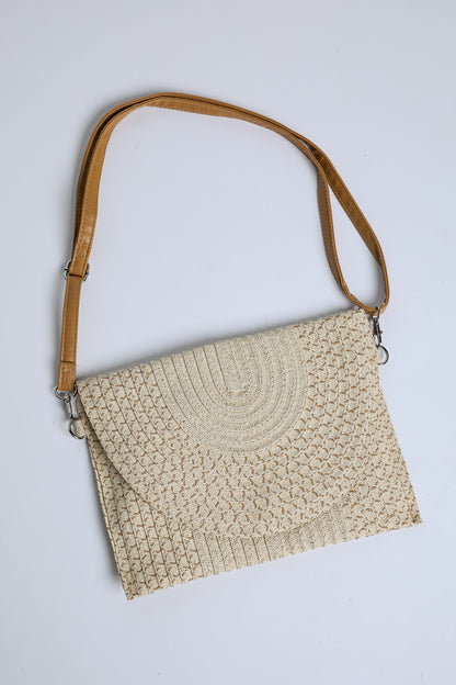 Changing Tides Tan Straw Clutch