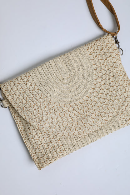 Changing Tides Tan Straw Clutch