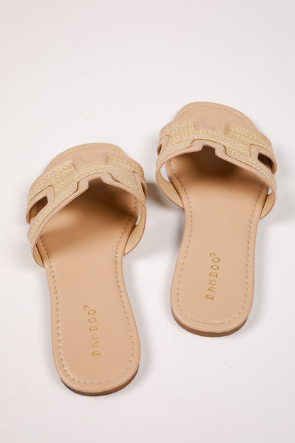 Sunny Days Ahead Natural Straw Slide Sandals