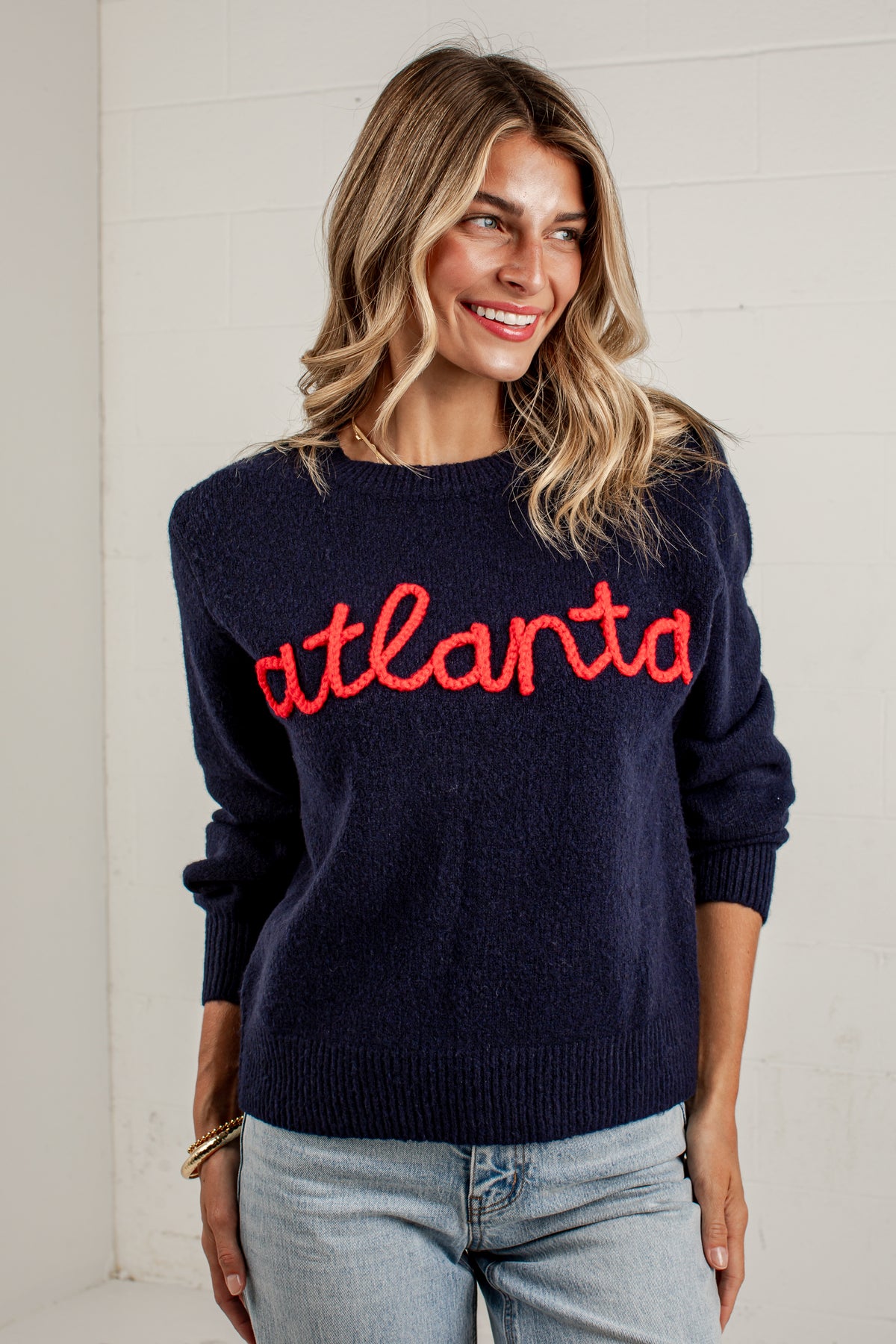 Atlanta Script Navy Sweater