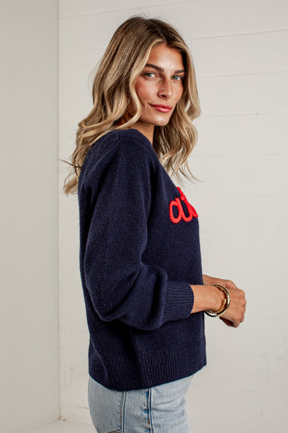 Atlanta Script Navy Sweater