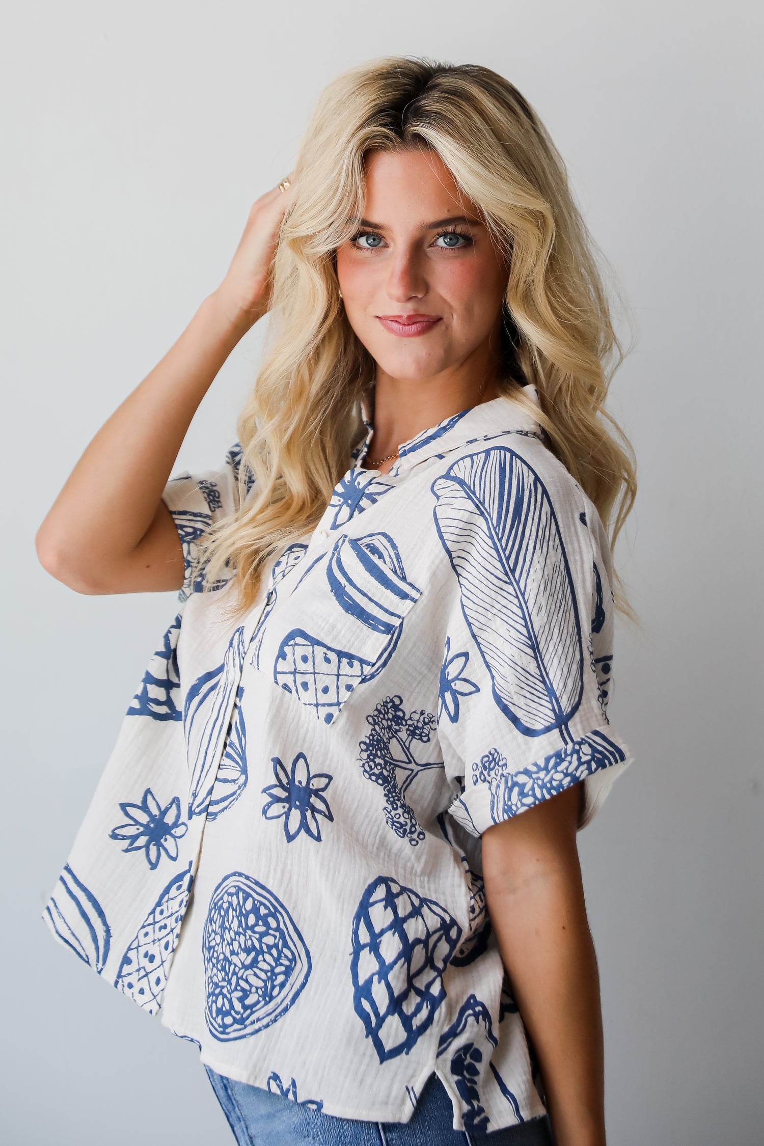 Cute Expertise Blue Linen Blouse