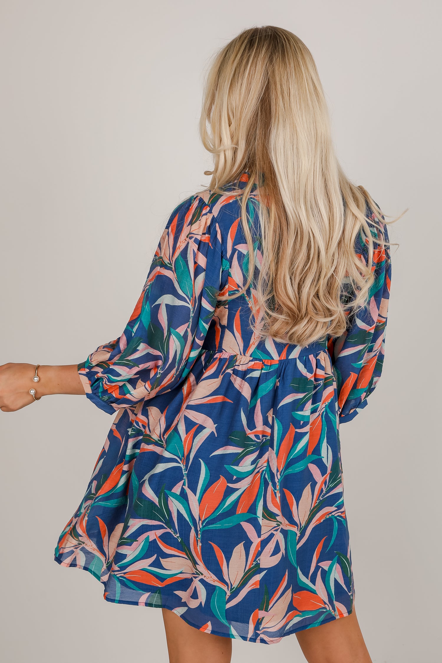 No Holding Back Navy Floral Babydoll Mini Dress