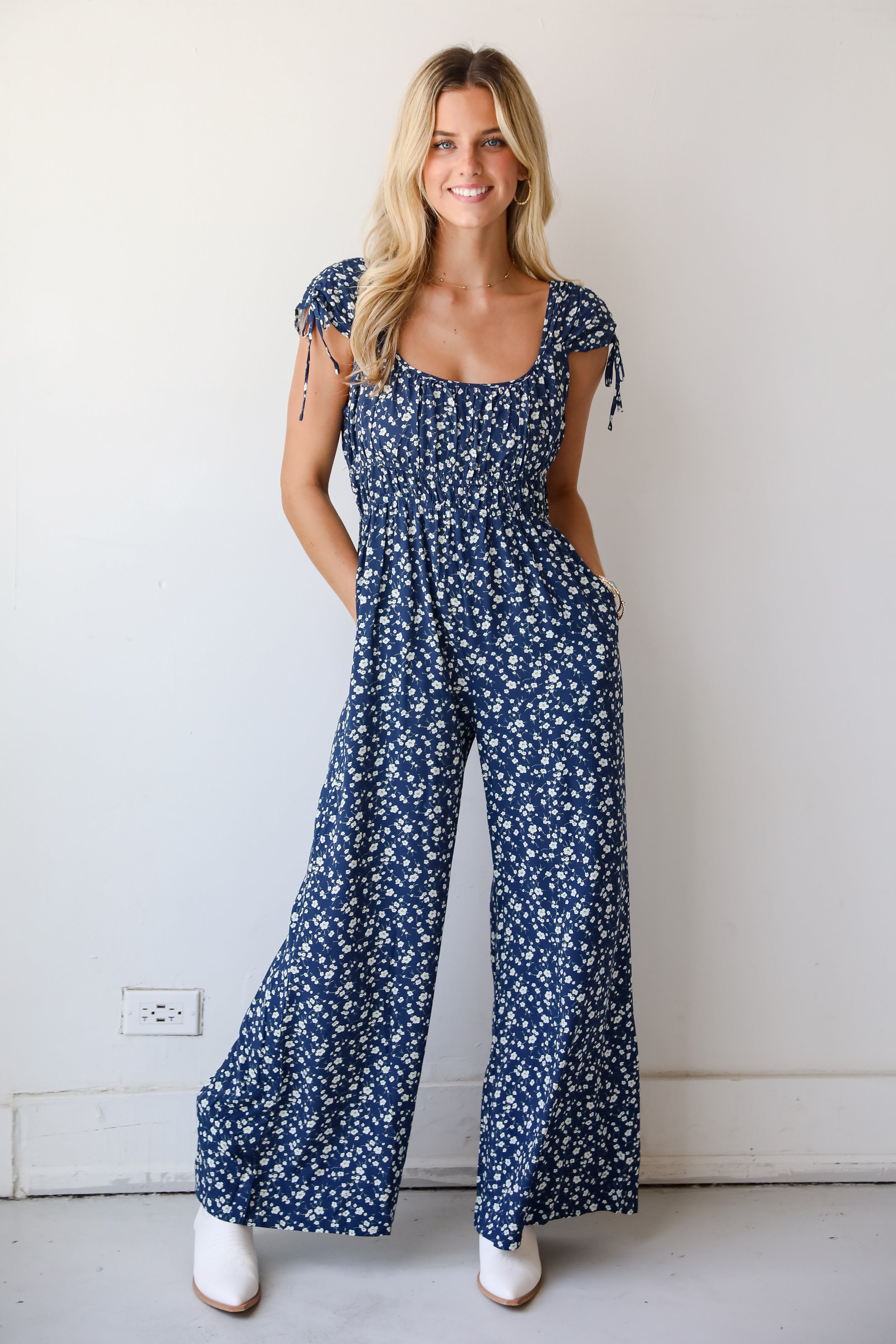 Garden Bliss Navy Floral Jumpsuit